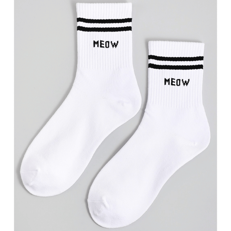 Meow Striped Ankle Socks