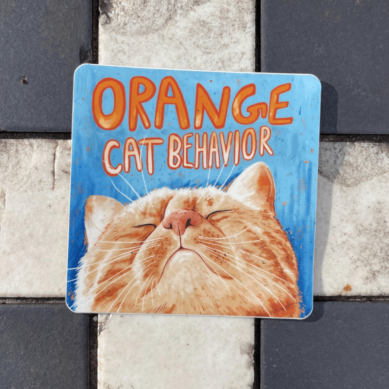 Orange Cat Behavior Vinyl Sticker