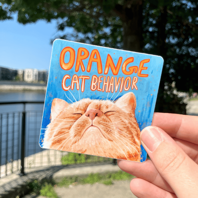 Orange Cat Behavior Vinyl Sticker