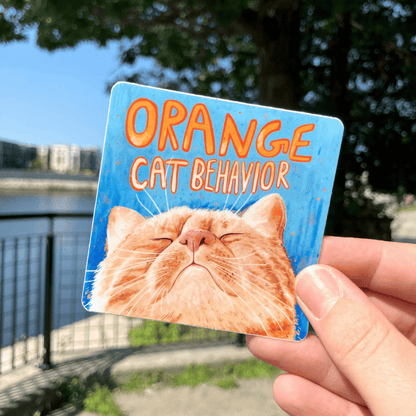 Orange Cat Behavior Vinyl Sticker