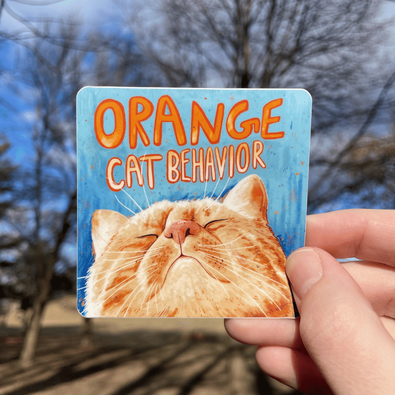 Orange Cat Behavior Vinyl Sticker