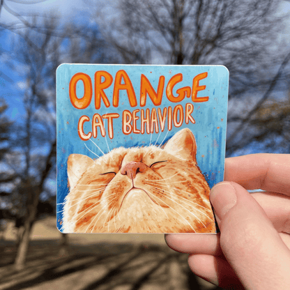Orange Cat Behavior Vinyl Sticker