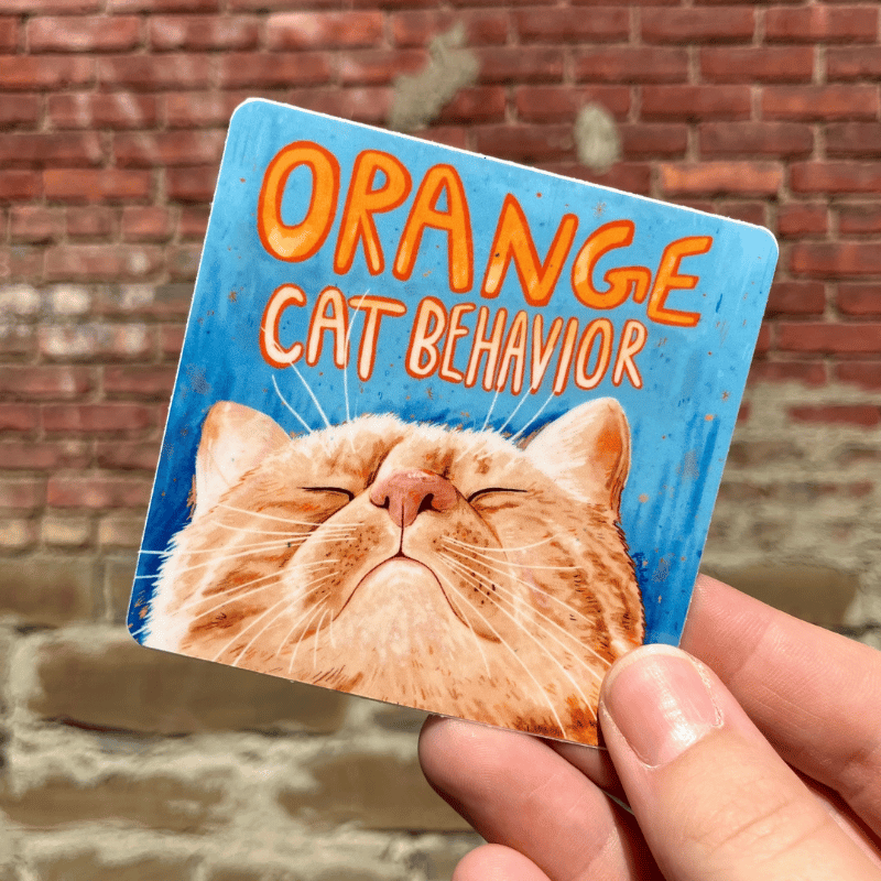 Orange Cat Behavior Vinyl Sticker