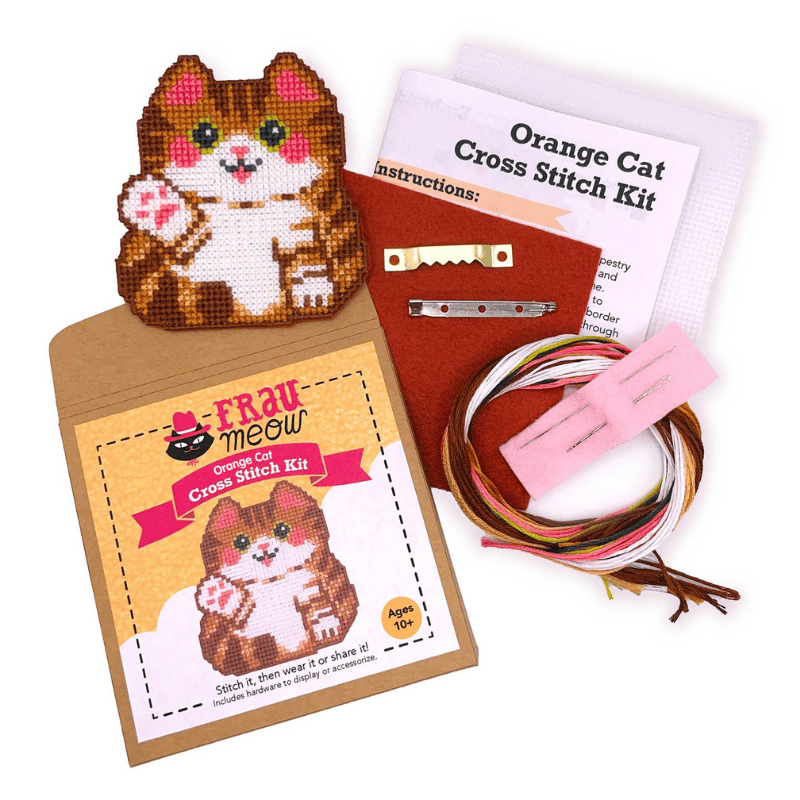 Orange Cat Cross Stitch Kit