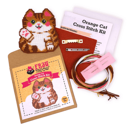 Orange Cat Cross Stitch Kit