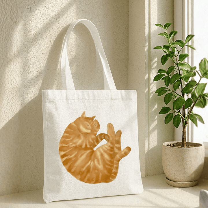 Orange Tabby Cat Canvas Tote Bag