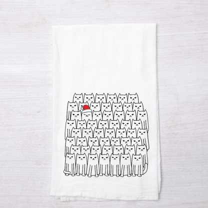 Santa Cat Tea Towel