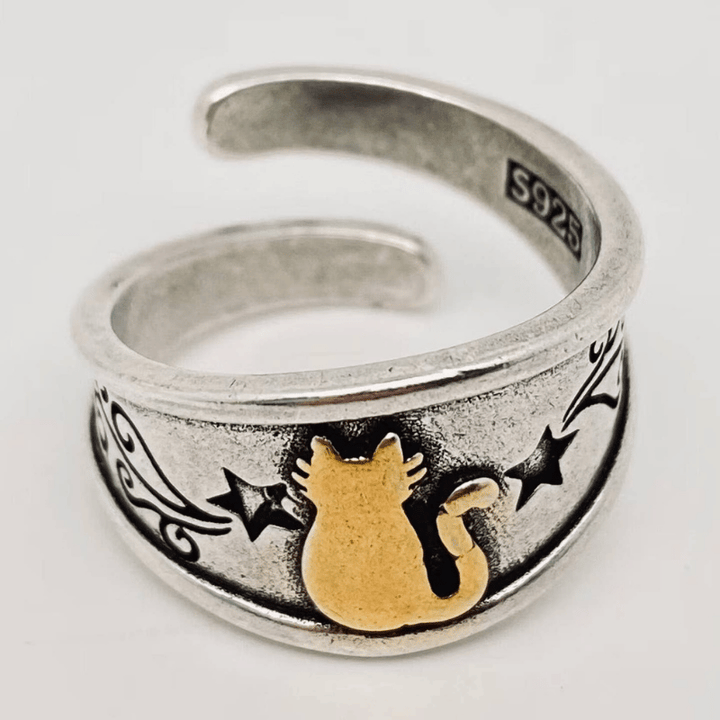 Silver-Plated Star Cat Ring