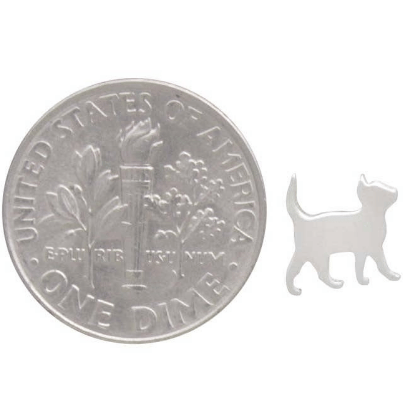 Sterling Silver Curious Kitten Post Earrings