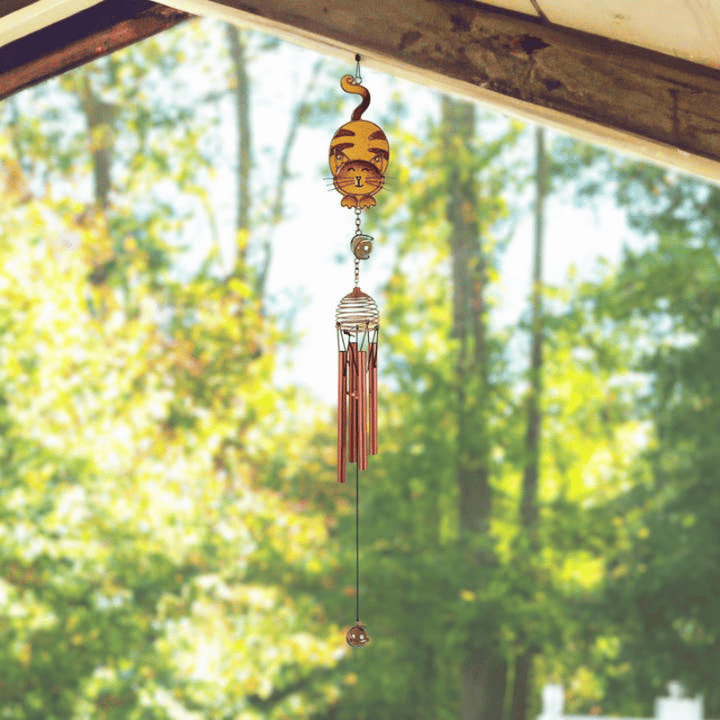 Tabby Cat Copper Gem Wind Chime