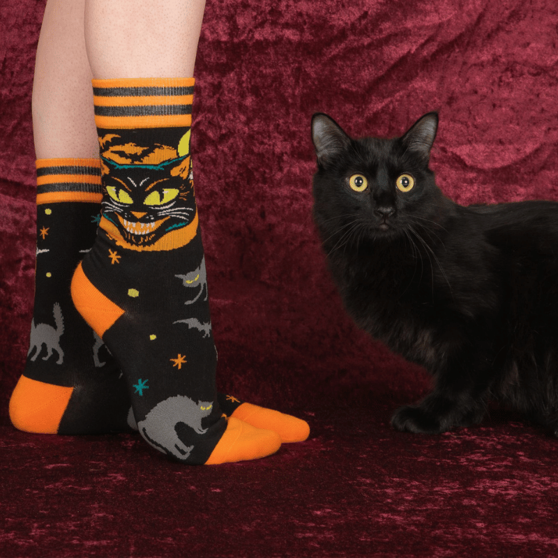 Vintage Black Cat Crew Socks