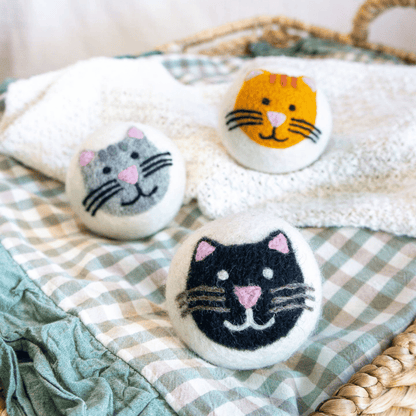Multicolor Cats Eco Wool Dryer Balls