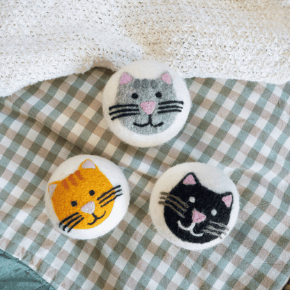 Multicolor Cats Eco Wool Dryer Balls