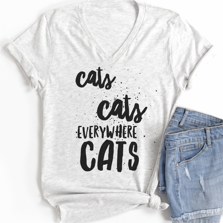 Cats Everywhere Shirt - Light Gray